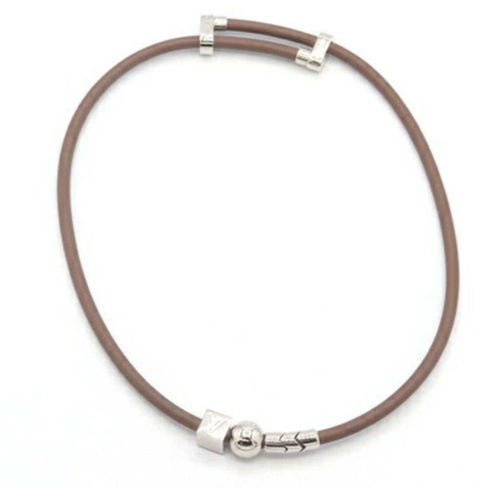 LOUIS VUITTON Gray Leather Necklace - Picture 2 of 6